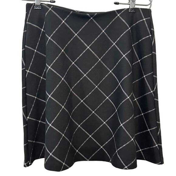 LOFT Size Small Petite Black White Argyle Preppy A-Line Schoolgirl Clueless - Picture 1 of 6